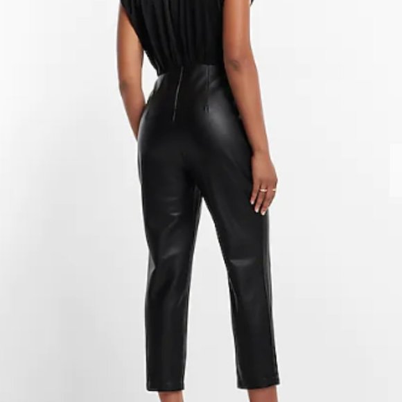 New w/ Tags BLACK Faux Leather Cap Sleeve Jumpsuit~ Large. - Picture 2 of 5